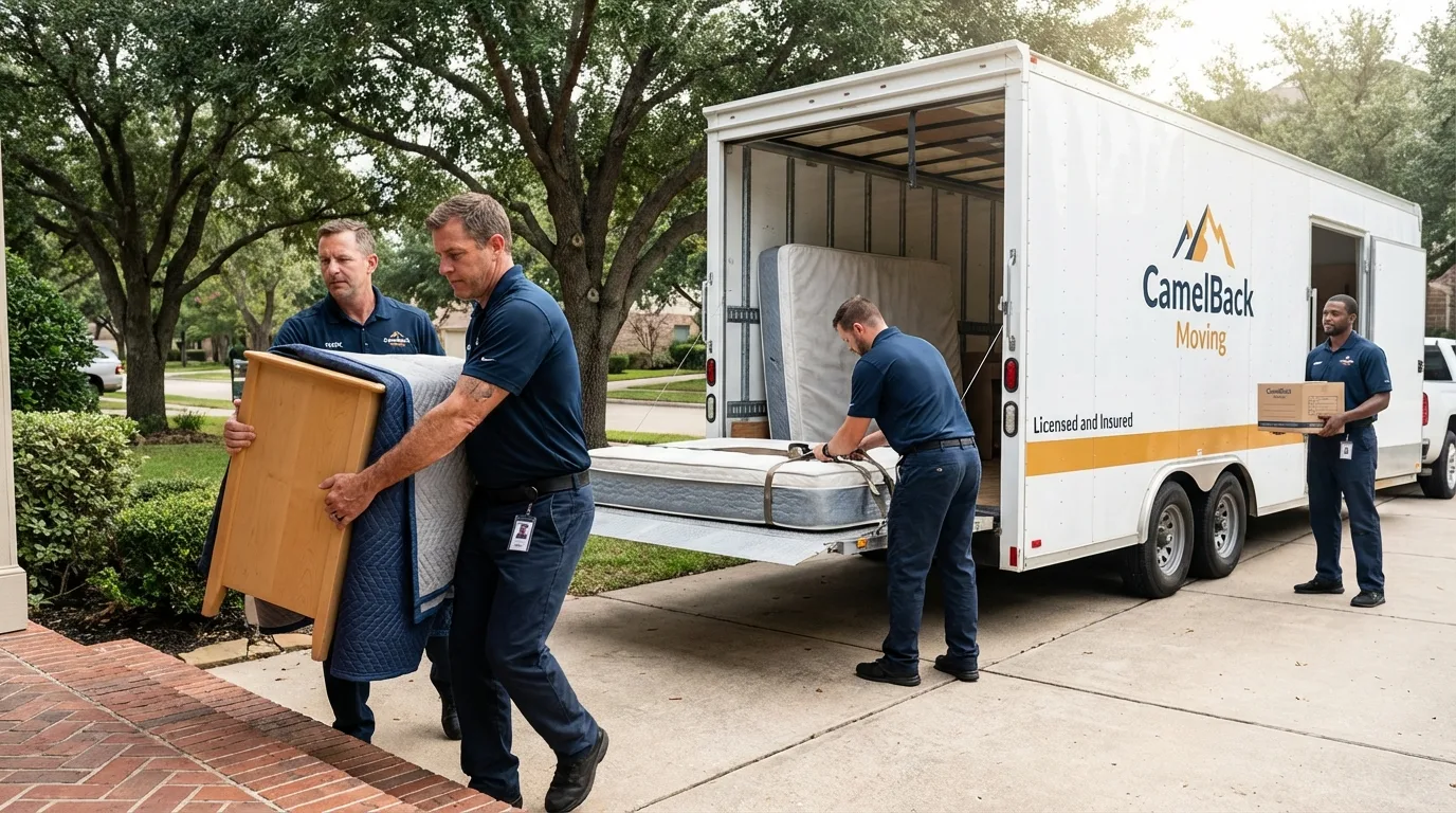 Crew loading residential truck for cross-state move from Russellville, KY