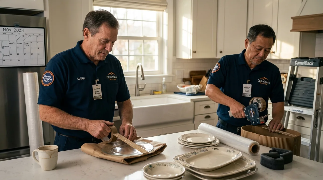 Professional crew packing kitchen dishware in Russellville, KY